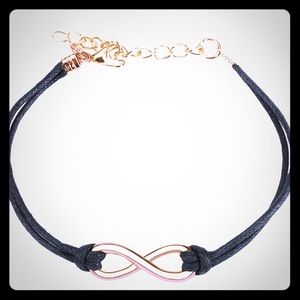 Black and Gold Infinity Sign Leather band bracelet